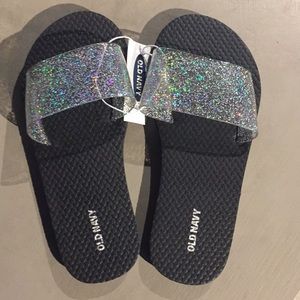 Jelly Slides Glitter Black Girls size 3-4